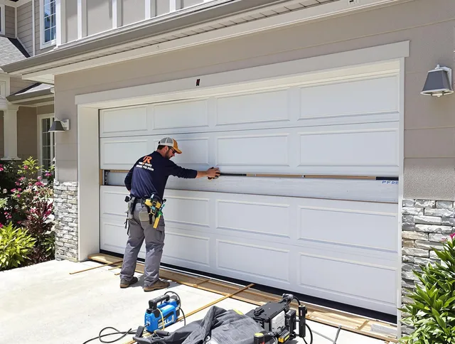 Pooler Garage Door Repair team performing complete garage door replacement at Pooler residence