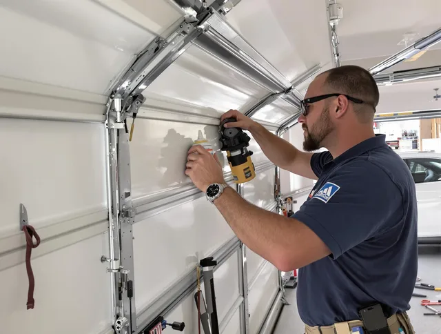 Pooler Garage Door Repair technician quieting a noisy garage door in Pooler