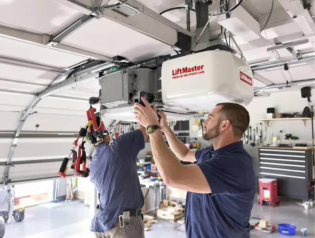 Pooler Garage Door Repair technician performing advanced diagnostics on garage opener in Pooler