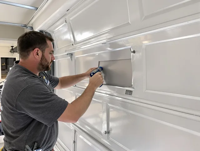 Garage door panel repair by Pooler Garage Door Repair in Pooler