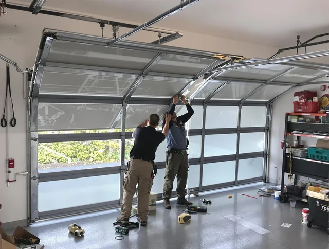 Pooler Garage Door Repair expert performing precise panel replacement on Pooler garage door